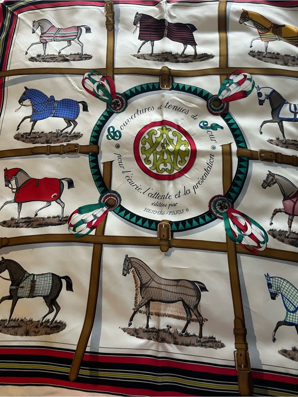 Vintage Hermes Courvetures et Tenures de Jour scarf